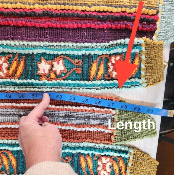 Wall Hanging Multicolor Woven Textile Bell Detail Bohemian